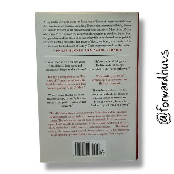 A Very Stable Genius: Donald J. Trump’s Testing of America - Hardcover 2020 - Picture 4 of 9